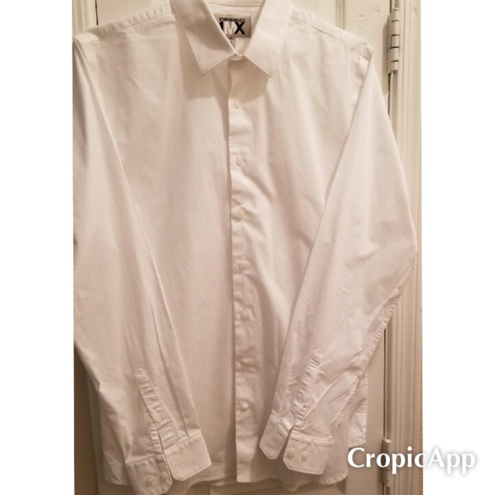 Express 1MX white button down dress shirt